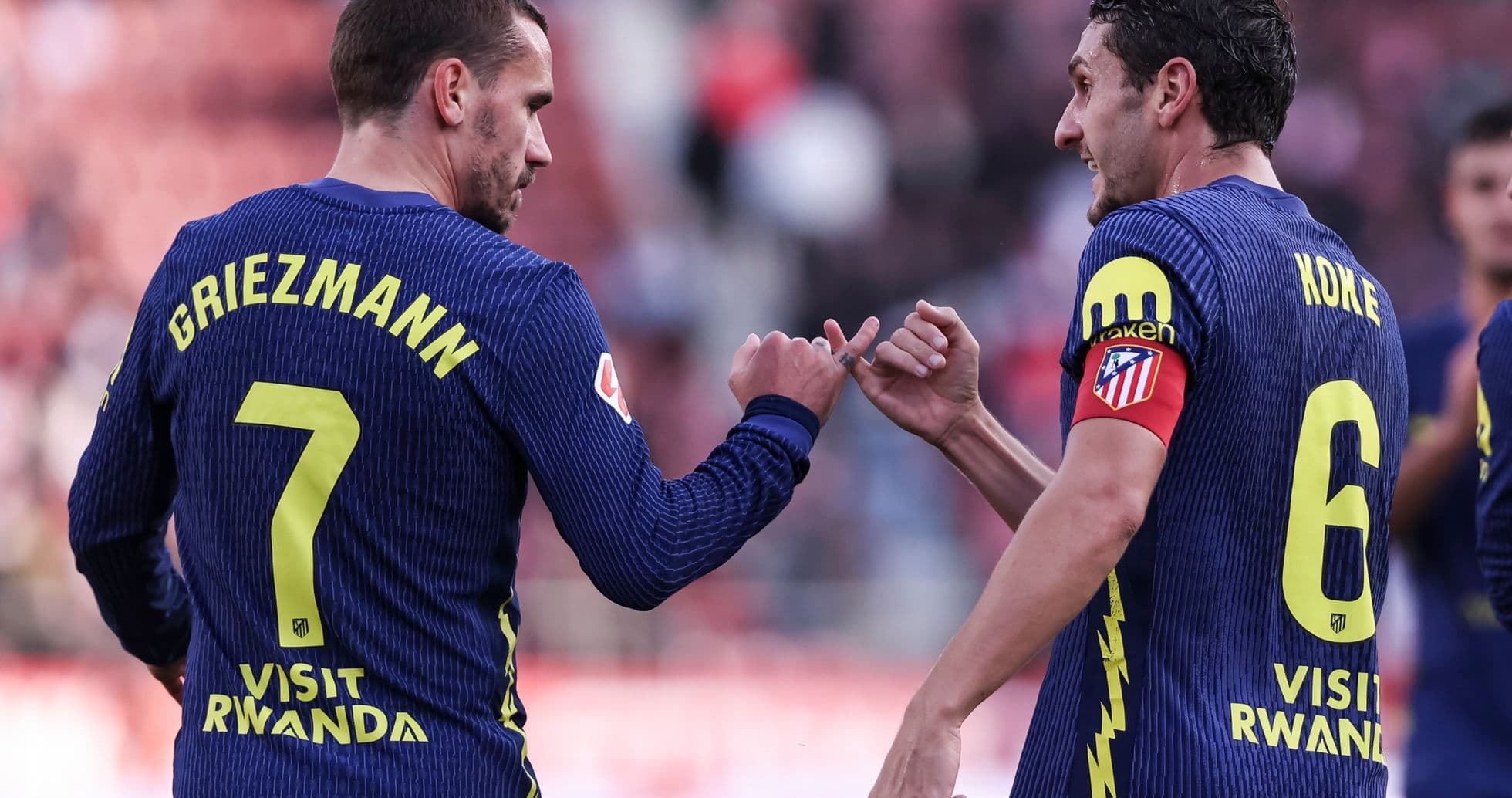 Griezmann y Koke celebrando en el partido Griezmann y Koke celebrando en el partido