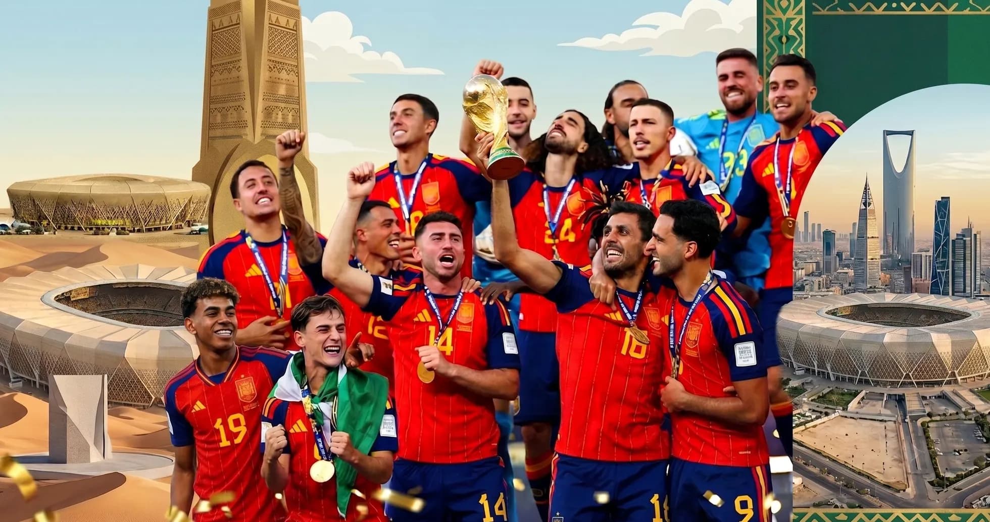 Equipo de España celebrando con el trofeo de la Copa Equipo de España celebrando con el trofeo de la Copa