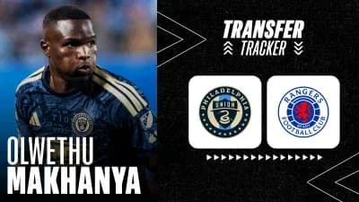 Olwethu Makhanya con logos de Philadelphia Union y Rangers Olwethu Makhanya con logos de Philadelphia Union y Rangers
