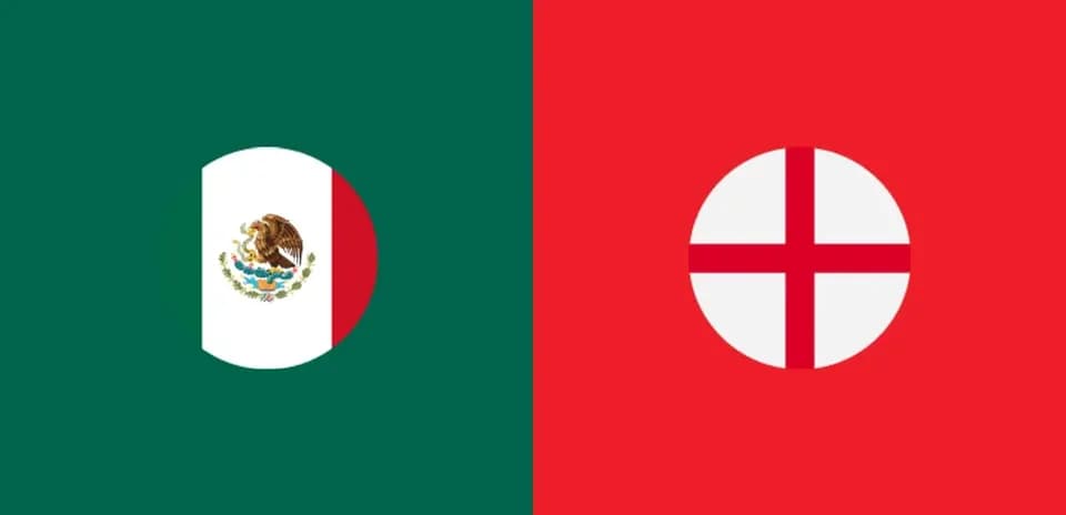 Banderas de México y Inglaterra en fondo colorido Banderas de México y Inglaterra en fondo colorido