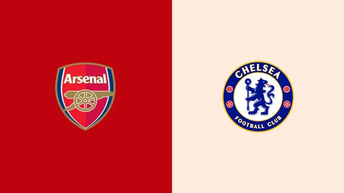 Logos de Arsenal y Chelsea sobre fondo de colores Logos de Arsenal y Chelsea sobre fondo de colores