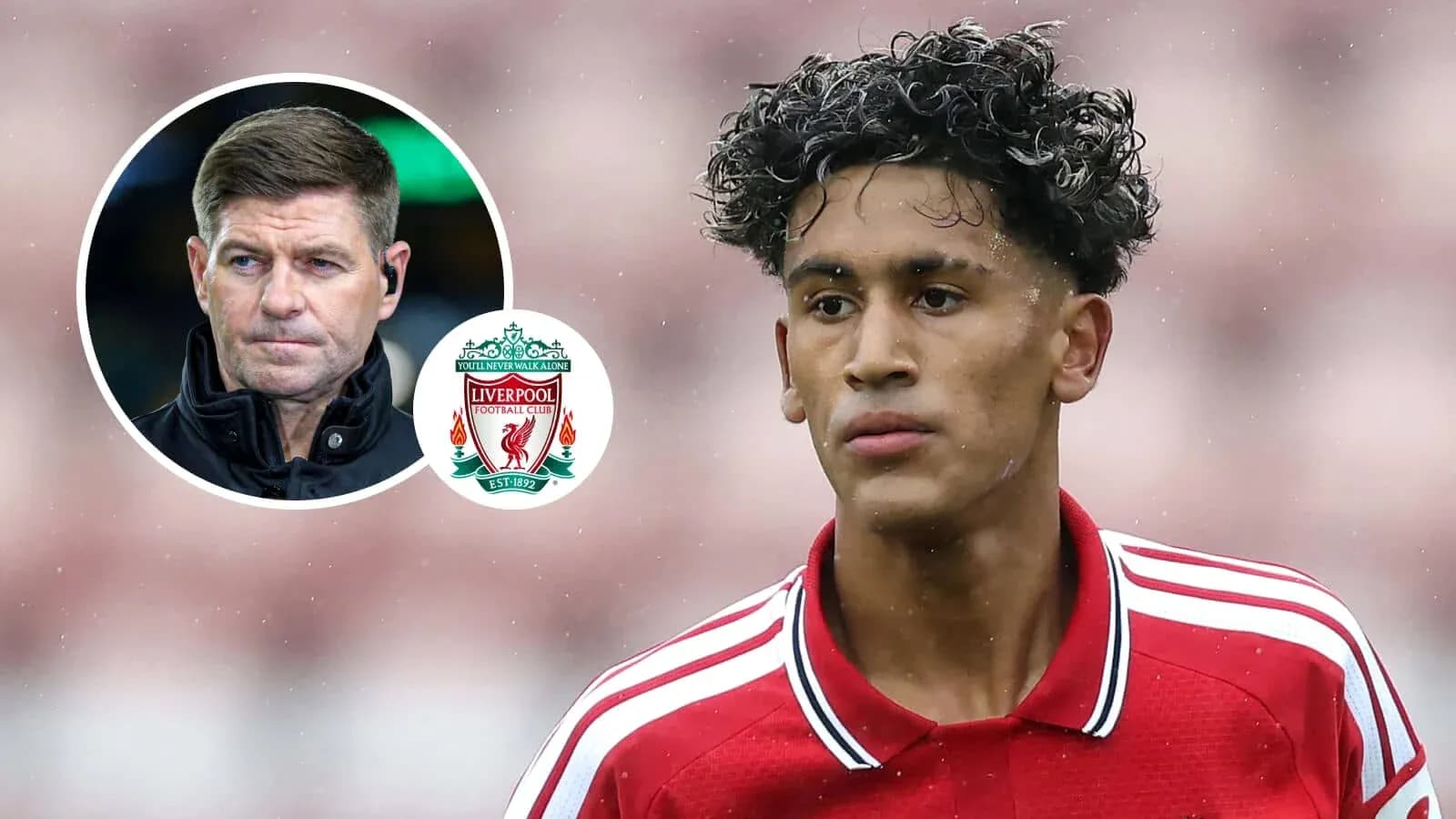 Jugador de Liverpool en campo con entrenador de fondo Jugador de Liverpool en campo con entrenador de fondo