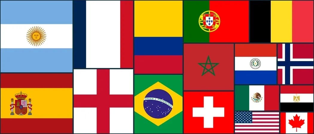 Banderas de varios países en un mosaico Banderas de varios países en un mosaico