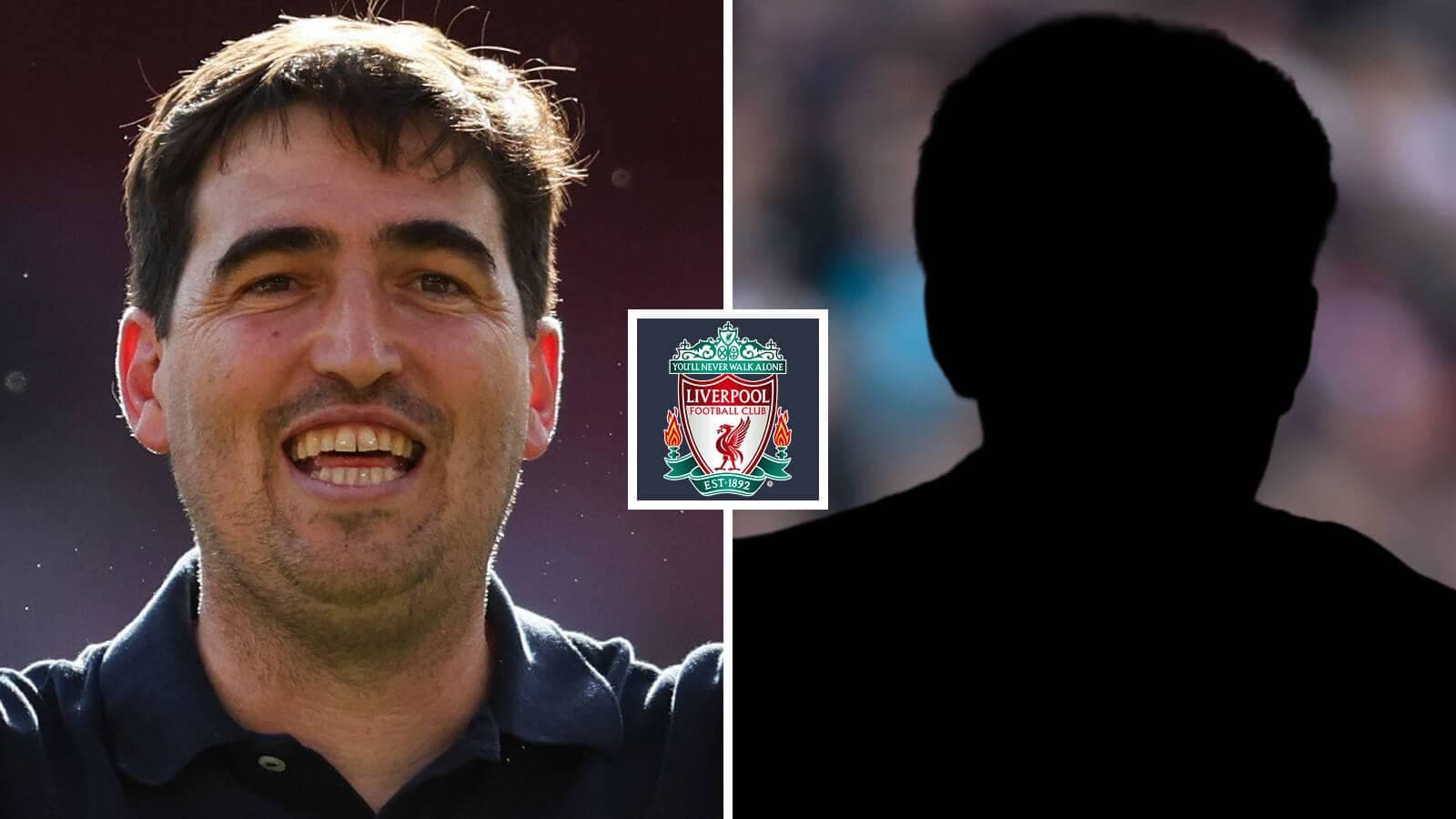 Entrenador sonriente con logotipo de Liverpool en imagen Entrenador sonriente con logotipo de Liverpool en imagen