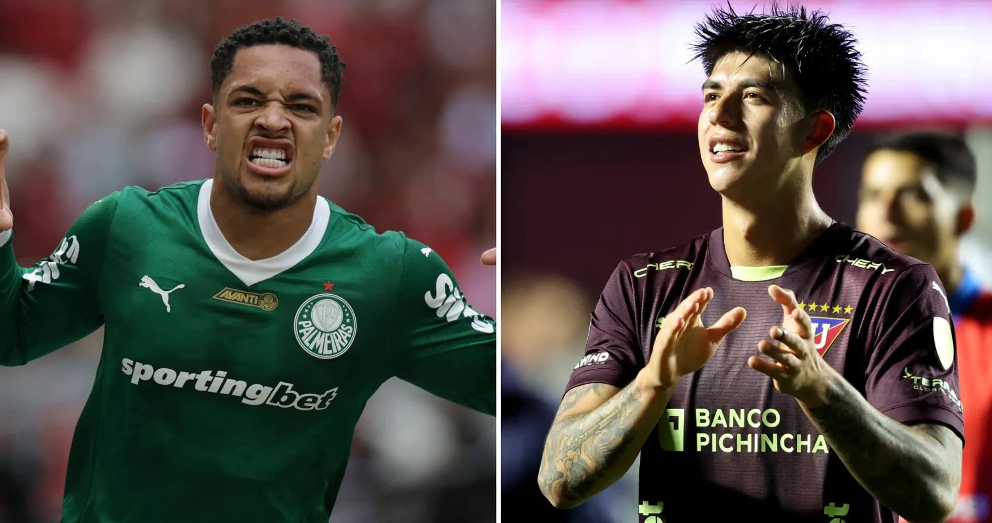 Jugadores de LDU y Palmeiras en acción Jugadores de LDU y Palmeiras en acción