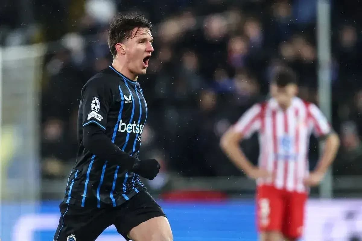 Jugador de Club Brugge celebrando un gol Jugador de Club Brugge celebrando un gol