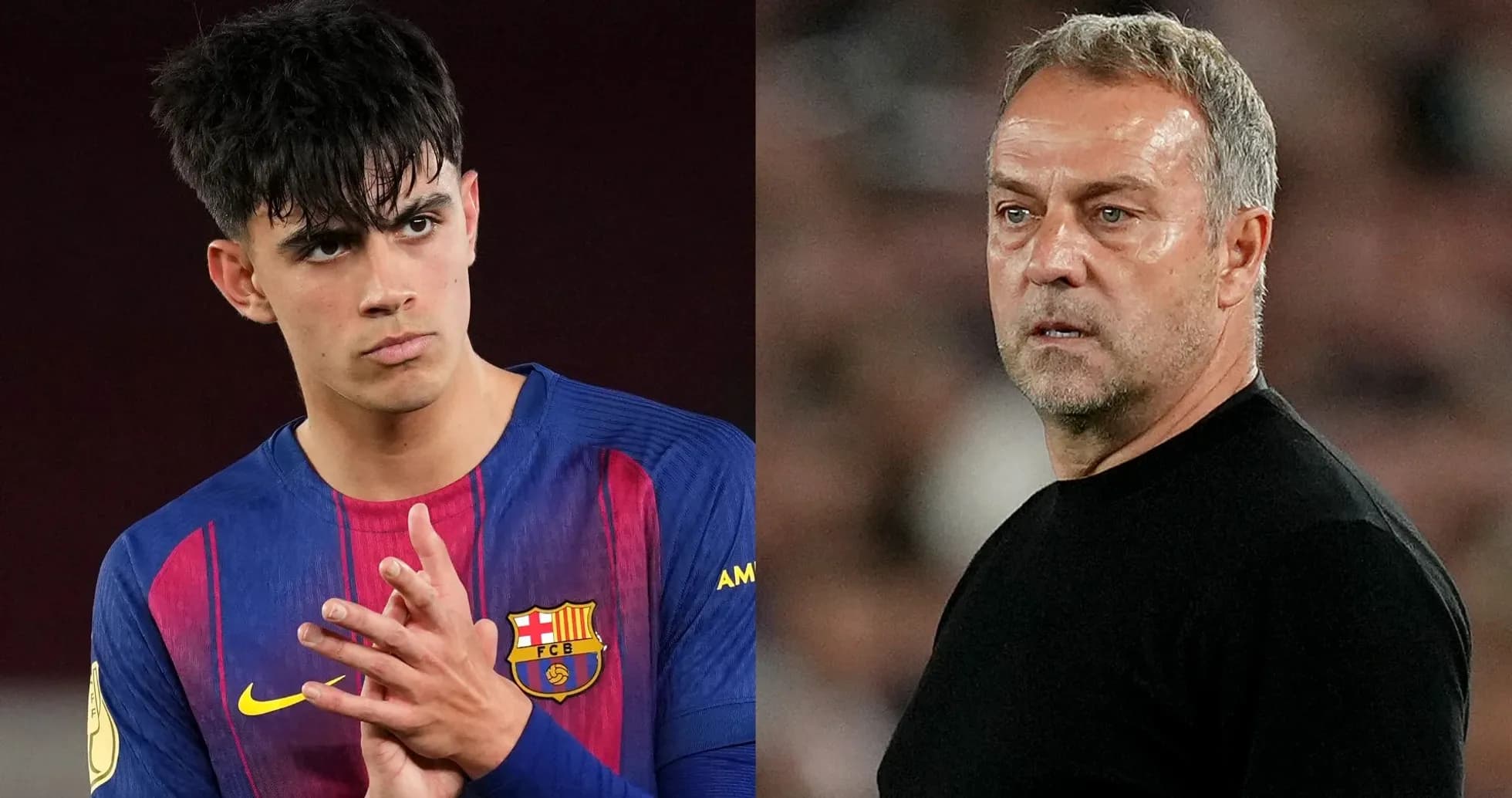 Jugador del Barcelona y entrenador en la banda Jugador del Barcelona y entrenador en la banda