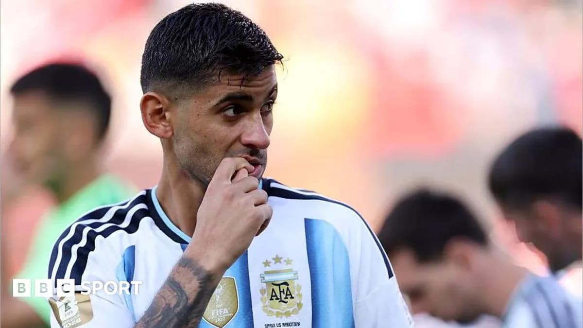 Jugador de Argentina en el campo antes del partido Jugador de Argentina en el campo antes del partido