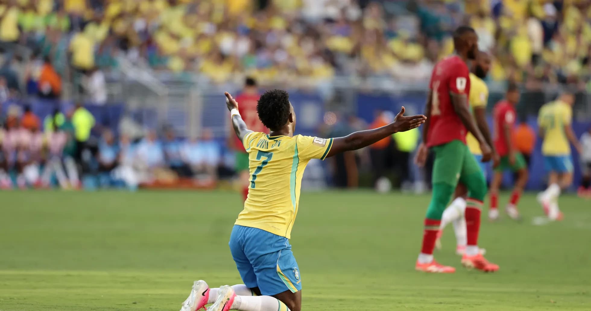 Jugador brasileño celebrando durante el partido Jugador brasileño celebrando durante el partido