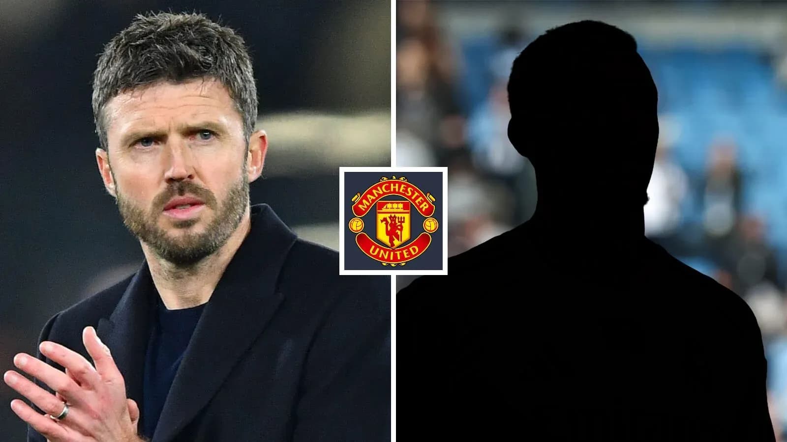 Michael Carrick y silueta de jugador en fondo Michael Carrick y silueta de jugador en fondo
