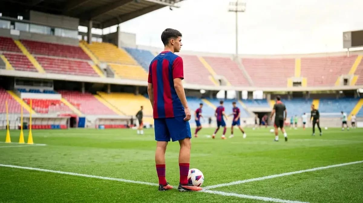 Jugador de fútbol en campo durante entrenamiento Jugador de fútbol en campo durante entrenamiento