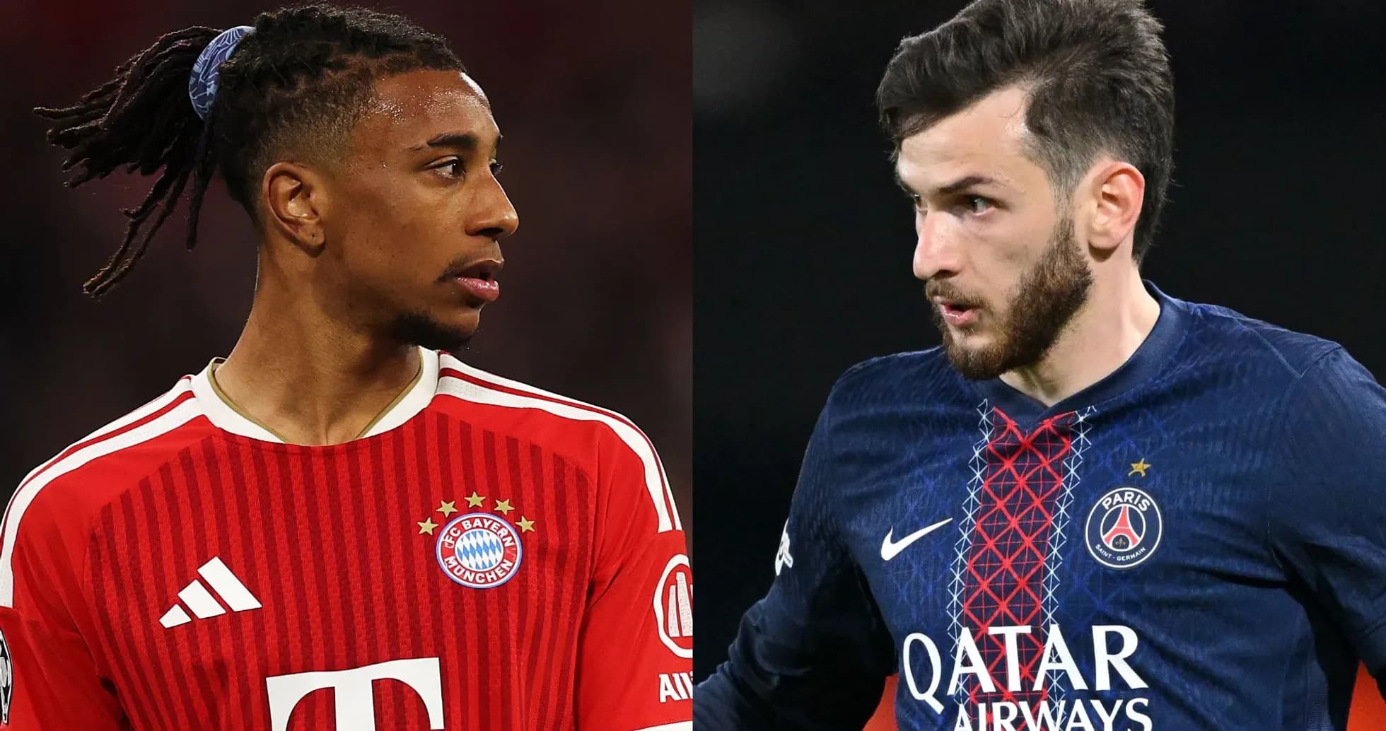 Jugadores de Bayern Múnich y PSG mirando hacia adelante Jugadores de Bayern Múnich y PSG mirando hacia adelante