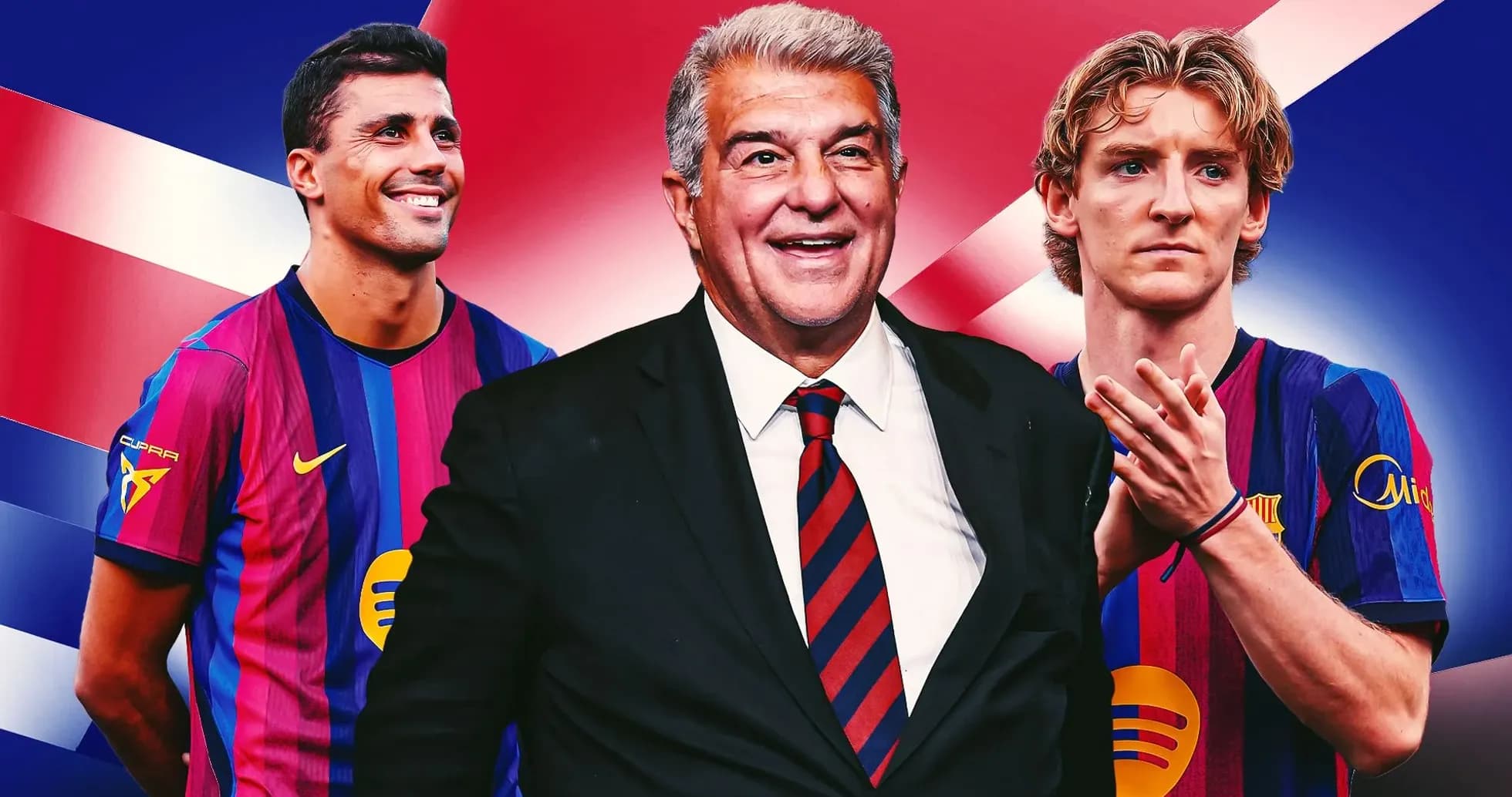 Jugadores y presidente del FC Barcelona en fondo colorido Jugadores y presidente del FC Barcelona en fondo colorido