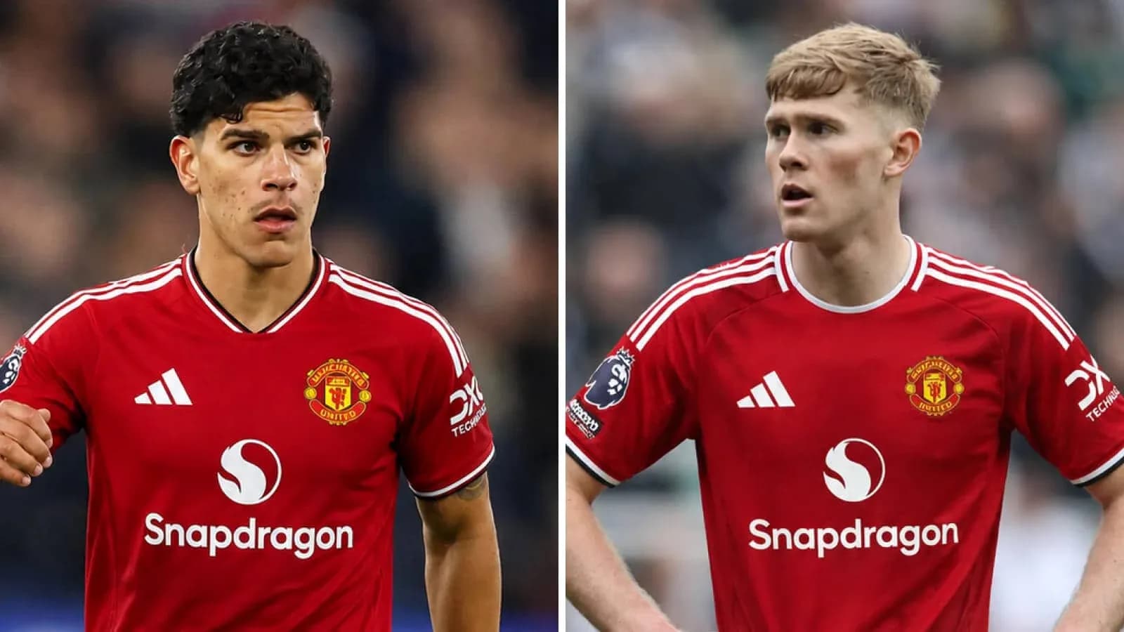 Dos jugadores de Manchester United en acción Dos jugadores de Manchester United en acción
