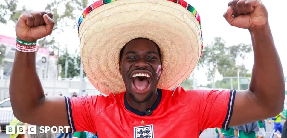 Fan wearing sombrero celebrating before the match Fan wearing sombrero celebrating before the match