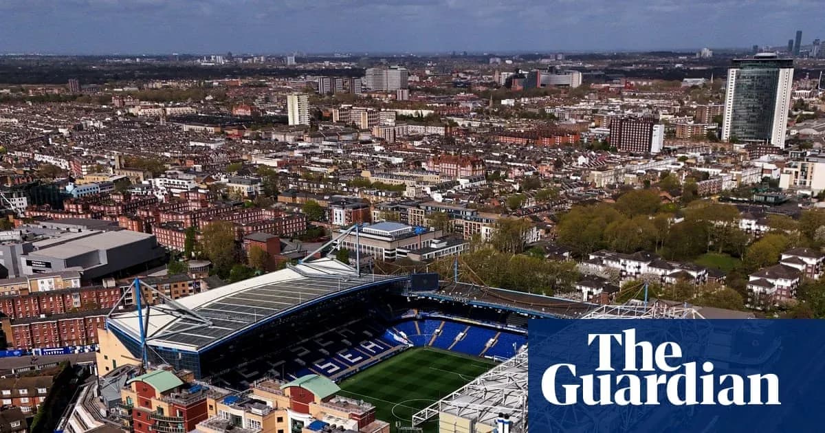 Vista aérea del estadio Stamford Bridge y la ciudad Vista aérea del estadio Stamford Bridge y la ciudad
