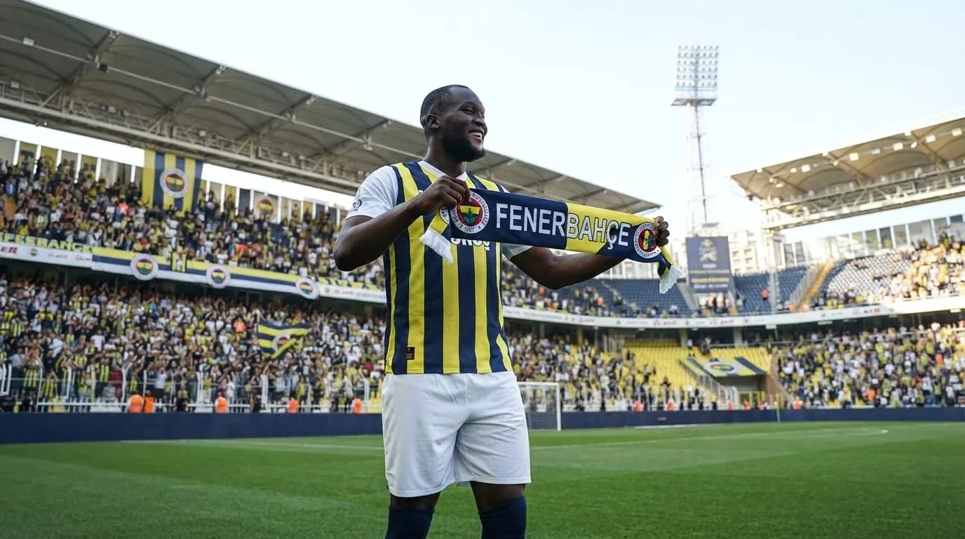 Jugador de Fenerbahçe mostrando una bufanda Jugador de Fenerbahçe mostrando una bufanda