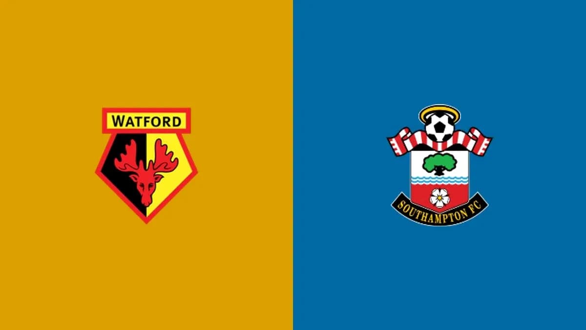 Logos de Watford y Southampton en fondo colorido Logos de Watford y Southampton en fondo colorido