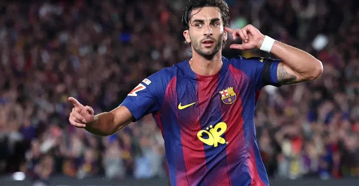Jugador del Barcelona celebrando un gol en el estadio Jugador del Barcelona celebrando un gol en el estadio