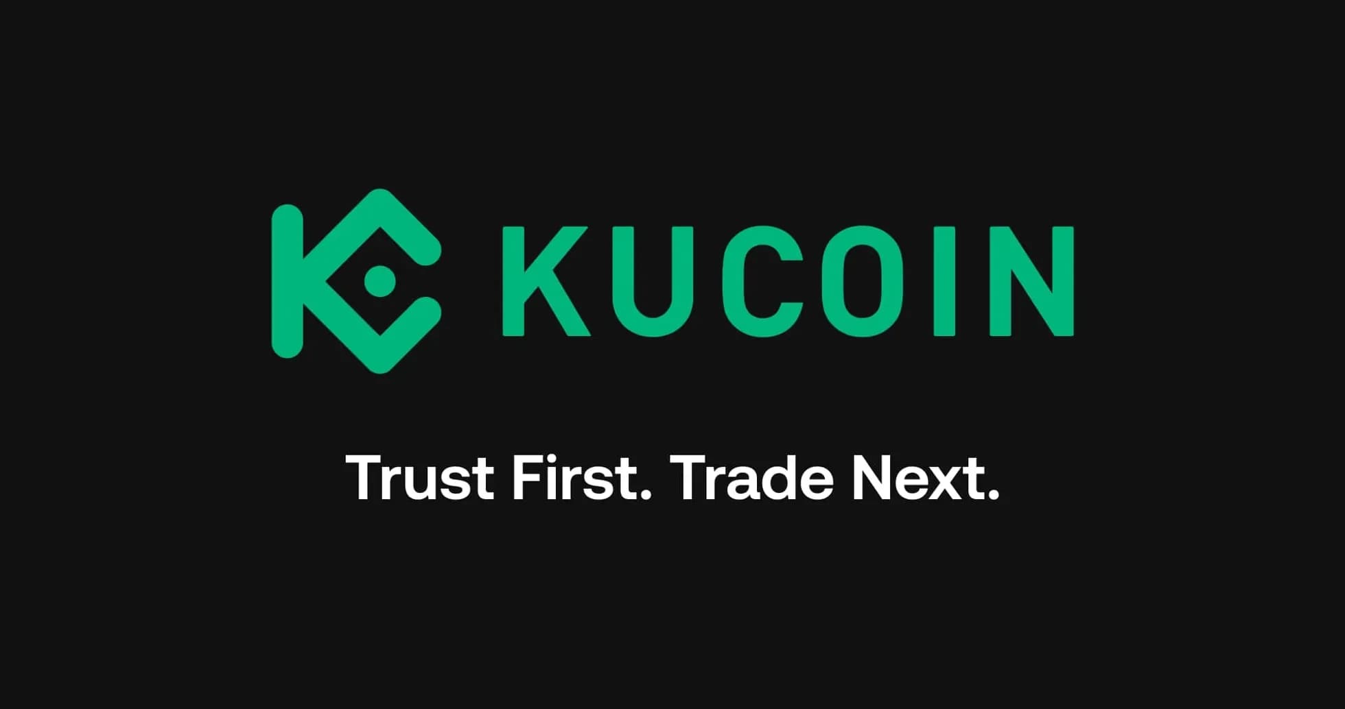 Logo de KuCoin con lema de confianza y comercio Logo de KuCoin con lema de confianza y comercio
