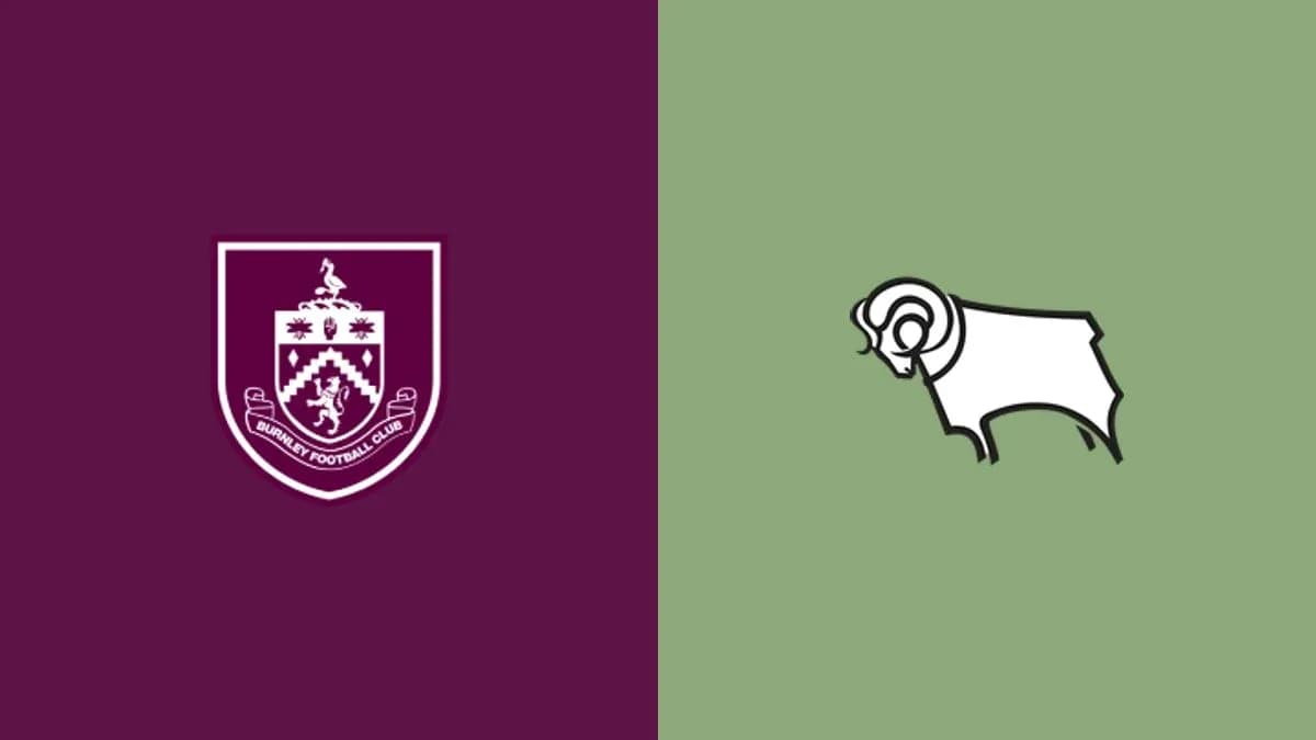 Logos de Burnley y Derby County en fondo colorido Logos de Burnley y Derby County en fondo colorido