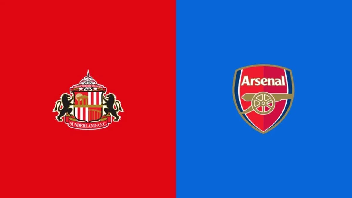 Logos de Sunderland A.F.C. y Arsenal en fondo colorido Logos de Sunderland A.F.C. y Arsenal en fondo colorido
