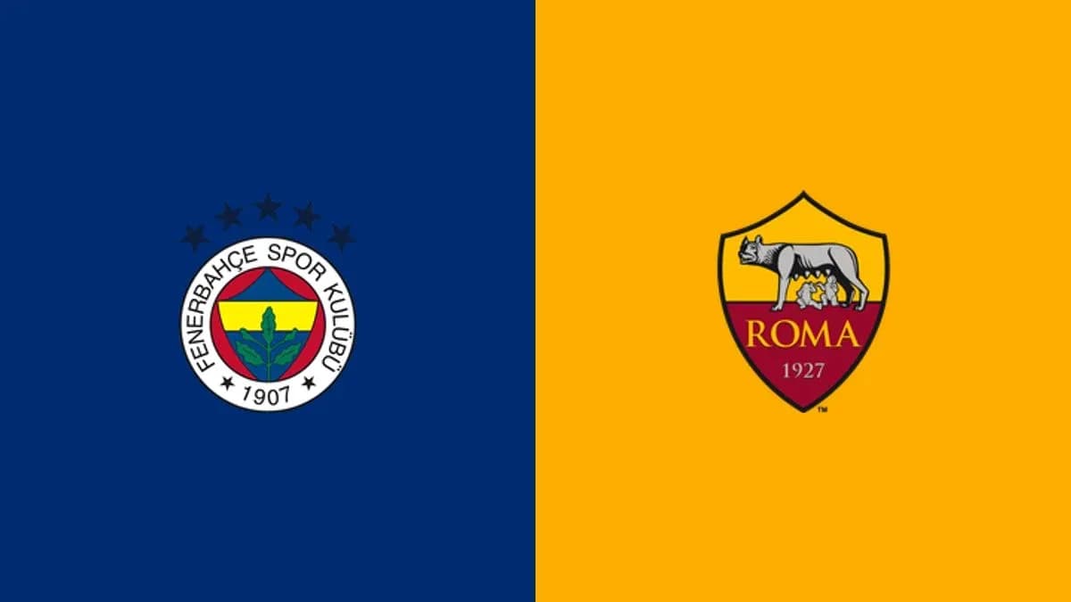 Logos de Fenerbahçe y Roma en fondo dividido Logos de Fenerbahçe y Roma en fondo dividido