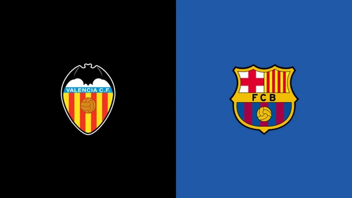 Logos de Valencia C.F. y FCB en fondo contrastante Logos de Valencia C.F. y FCB en fondo contrastante